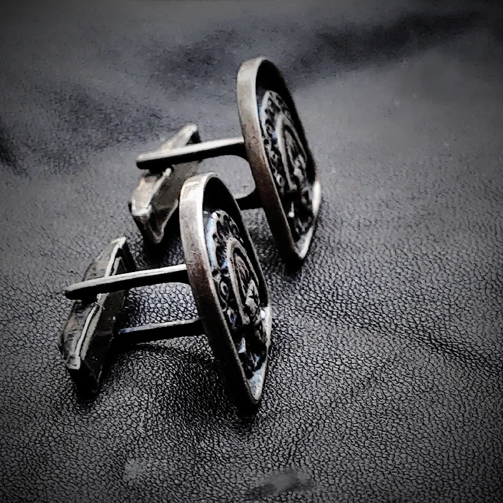 Rare Vintage Mexican Sterling God Cufflinks